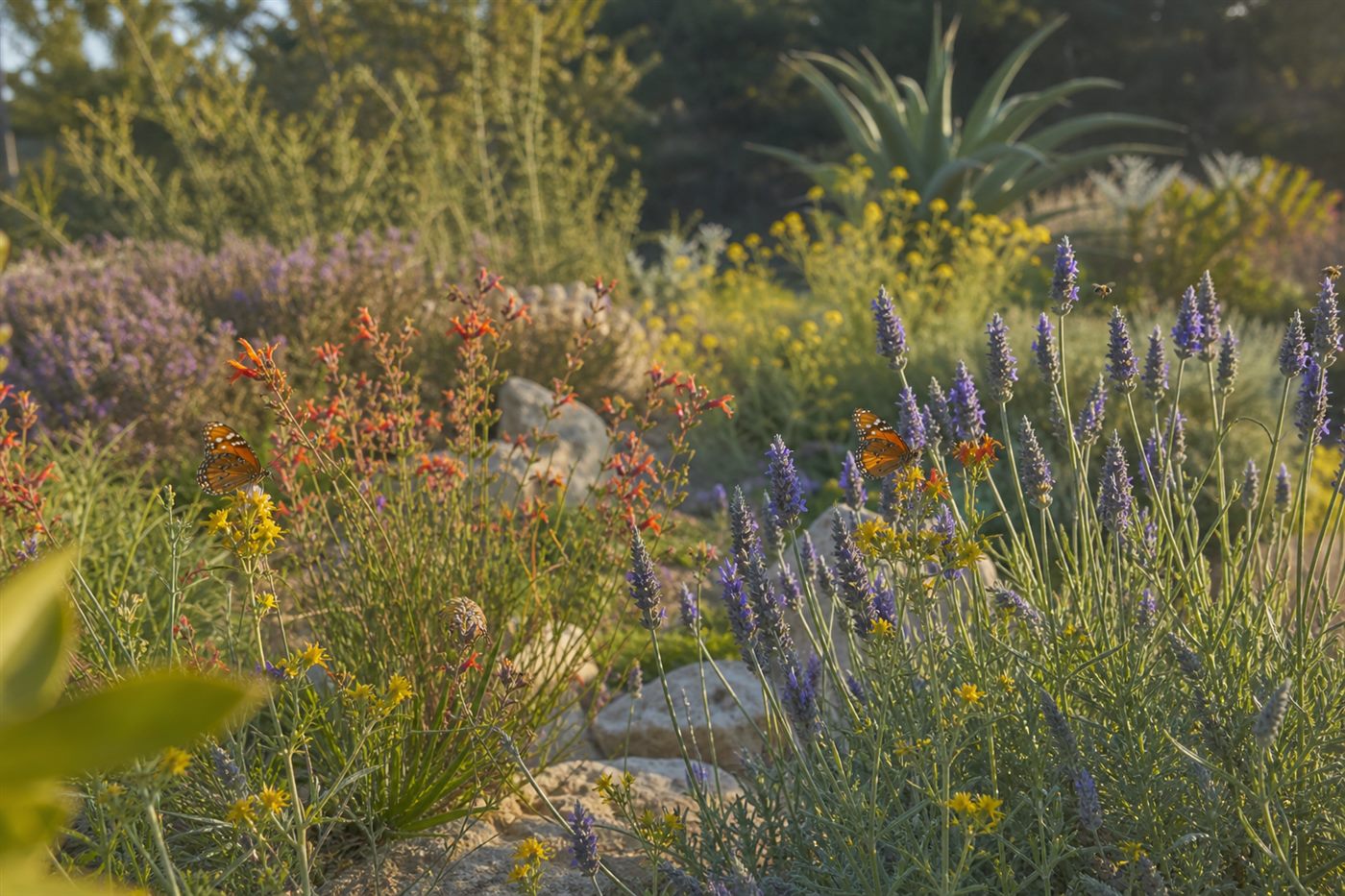 Pollinator garden with butterflies