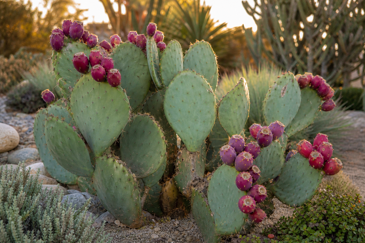 Prickly pear cactus with fruit