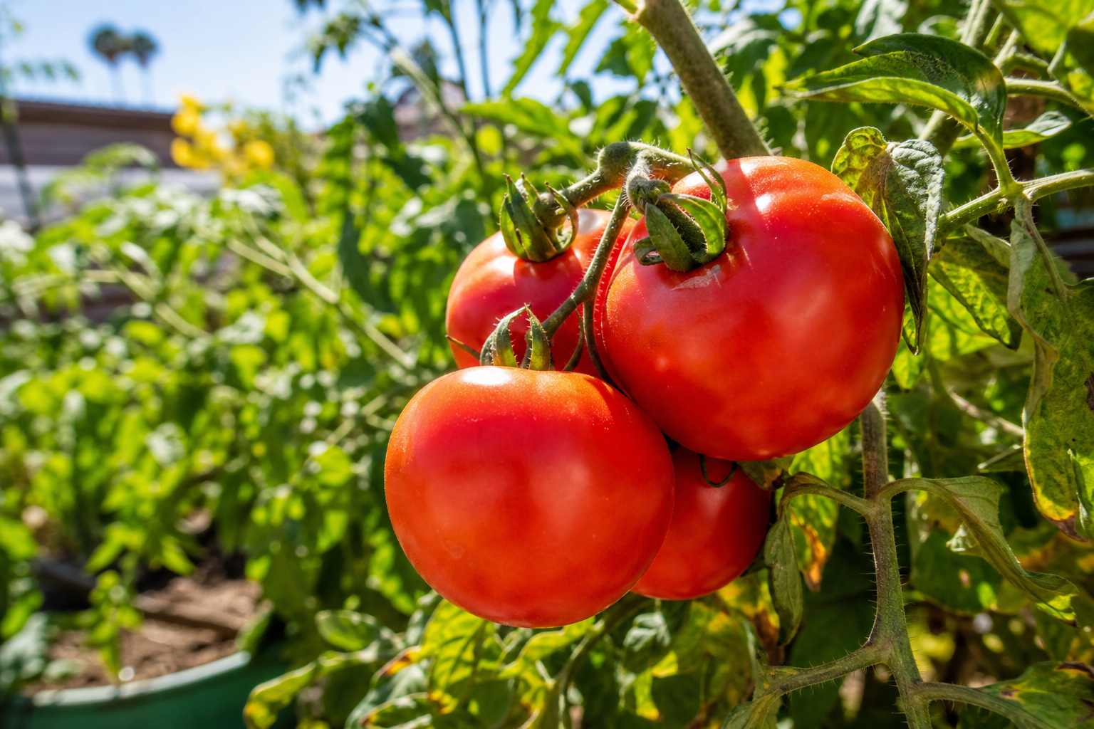 Ripe tomatoes on the vine