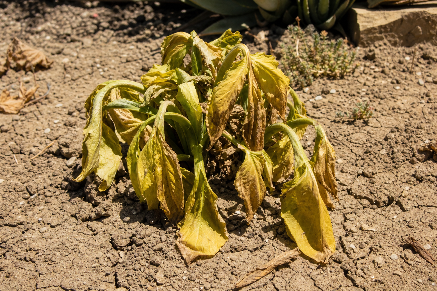 Yellowing plant leaves